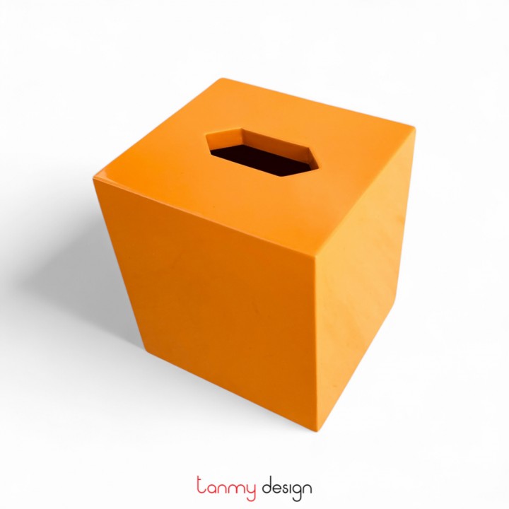 Orange lacquer tissue box 10x11xH12cm